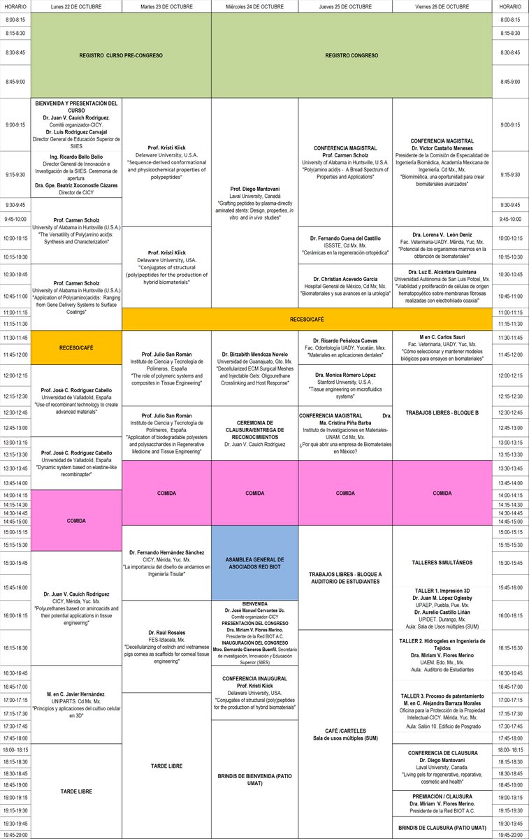 RedBIOT, A.C. (@red_biot) on Twitter photo No olvides revisar el programa del 5TO. CONGRESO DE LA RED DE BIOMATERIALES E INGENIERÍA DE TEJIDOS 
#redbiot #ciencia #medicinagenerativa No olvides revisar el programa del 5TO. CONGRESO DE LA RED DE BIOMATERIALES E INGENIERÍA DE TEJIDOS 
#redbiot #ciencia #medicinagenerativa