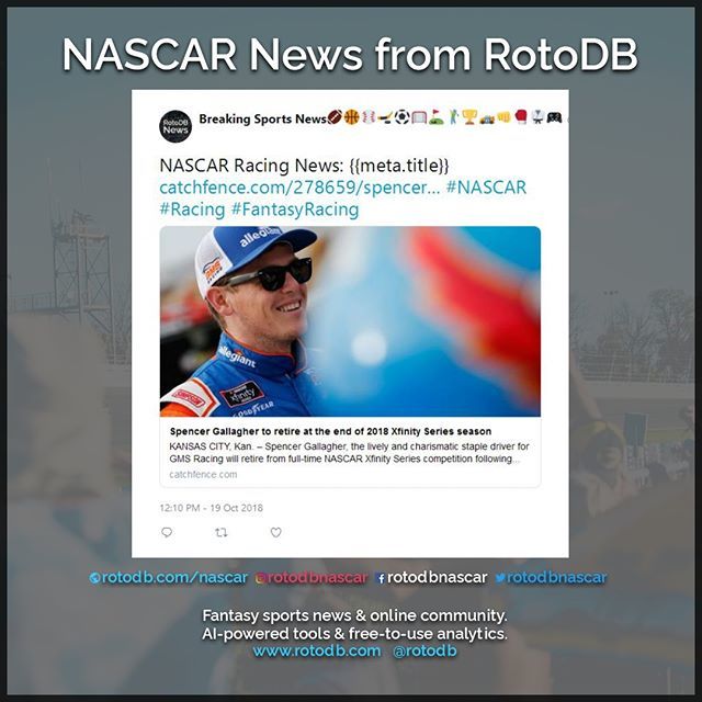 rotodbnascar's tweet photo. https://t.co/mEjUwdkiSs Sports News via @rotodbnews #Sports #Fantasy #FantasySports #NASCAR #Racing #FantasyRacing https://t.co/O5B54J8l5h