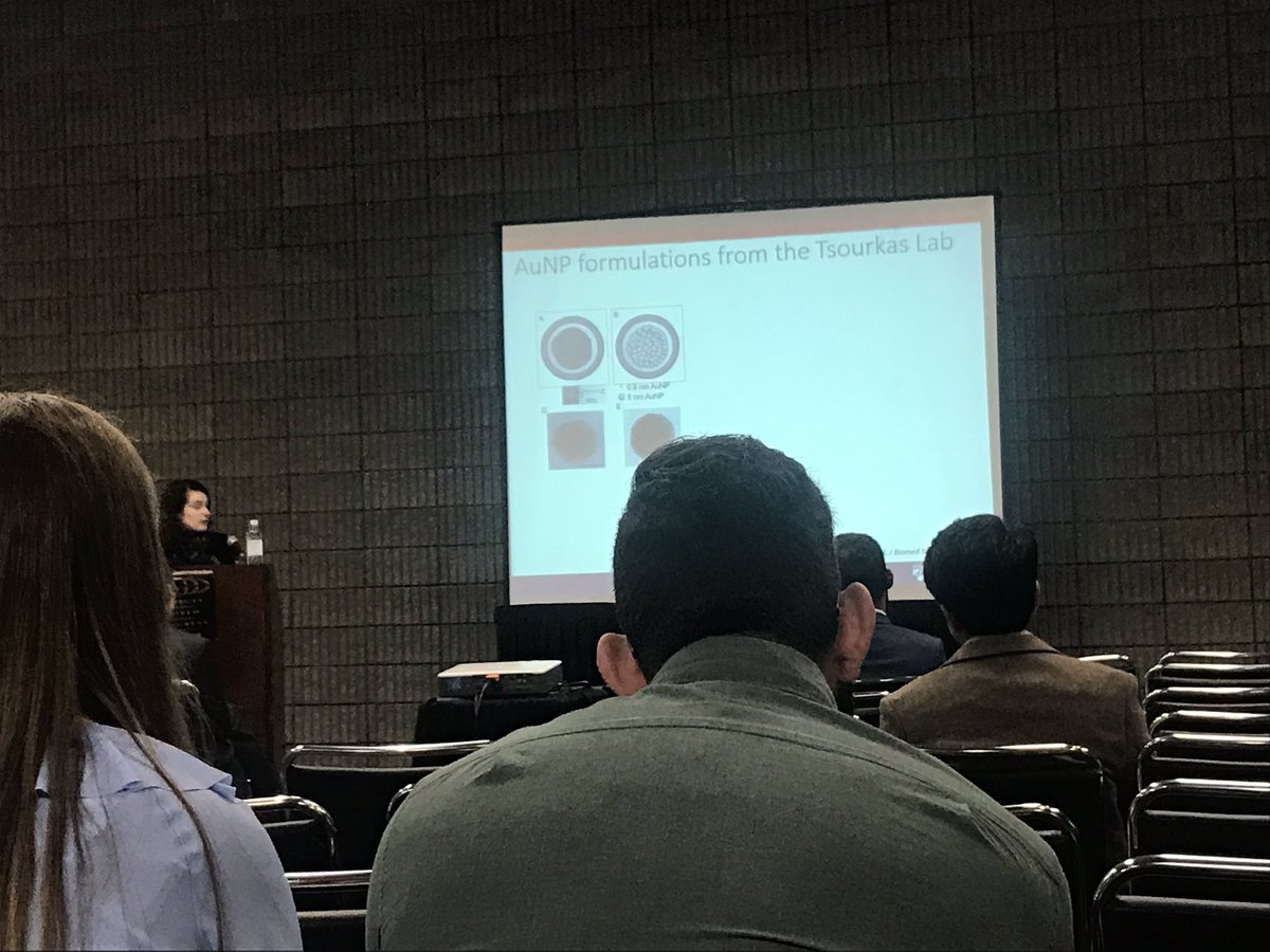 Great talk by Elizabeth Higbee-Dempsey from the University of Pennsylvania about a way to formulate biodegradable gold polymeric micelles! #BMES2018
