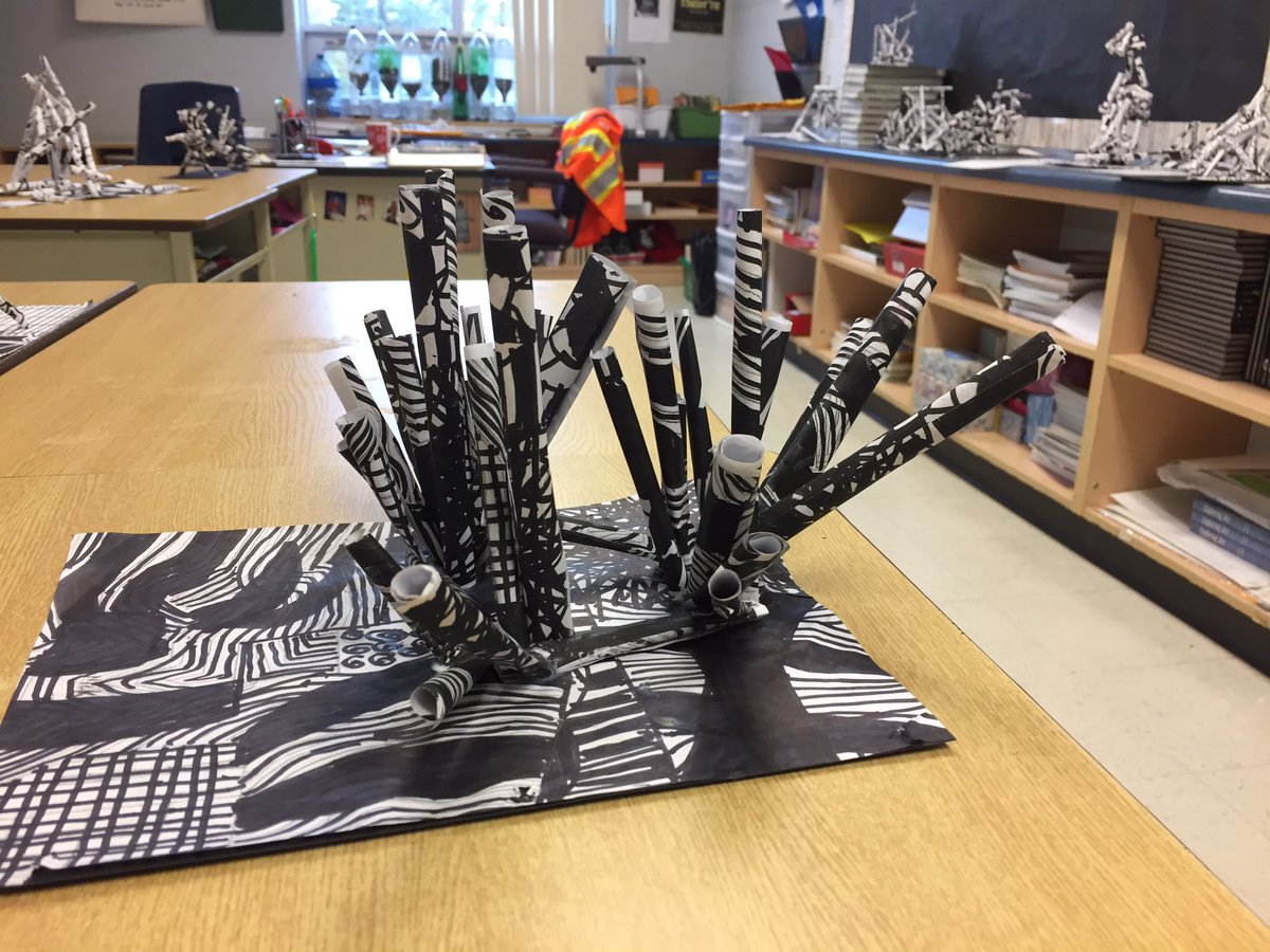 butlerclass's tweet photo. Monochromatic Line design sculpture.  Lookin’ good, @SMCDSB_MRO #grade7 #ArtisaScience https://t.co/z908EwDdR1