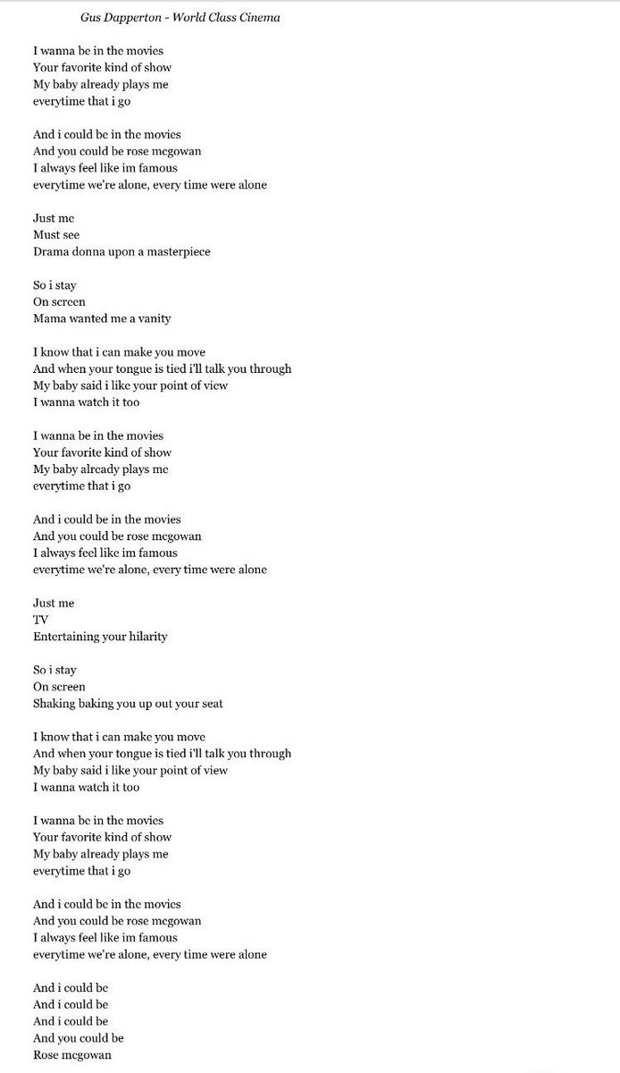 GusUpdated's tweet photo. world class cinema lyrics https://t.co/rh6xIpgRqW