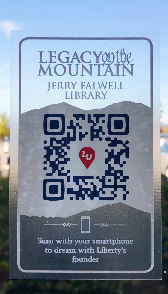 LibertyU's tweet photo. Alumni - take a look back in time as you walk through Liberty Mountain. Scan Legacy on the Mountain QR codes with your smartphone at Freedom Tower, Vines Center, Jerry Falwell Library, DeMoss Hall, and Williams Stadium to see where it all began. #WeTheChampions #LUHC18 https://t.co/l20ixEJfZX