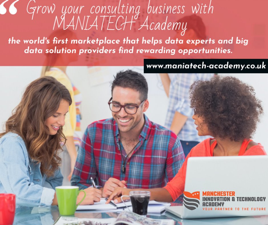maniatechacadem's tweet image. Grow your consulting business with MANIATECH Academy—the world&apos;s first marketplace that helps data experts and big data solution providers find rewarding opportunities. 
maniatech-academy.co.uk
#Smartcities #Futureplanning #TechnologyAcademy
#consultants #ProfessionalAcademy