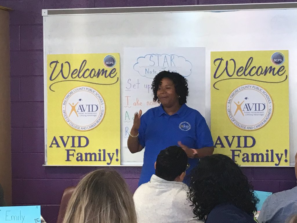 HRCWooldridge's tweet image. .@Wild_About_AVID Mrs. Franklin shares the Why How &amp;amp; What of @AVID4College in her @BaltCoPS @BCPS_AVID fifth grade classroom with prospective #AVIDelementary staff! @AVIDEasternDiv @HolabirdSTEM @vkearns_M