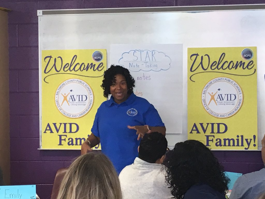 HRCWooldridge's tweet image. .@Wild_About_AVID Mrs. Franklin shares the Why How &amp;amp; What of @AVID4College in her @BaltCoPS @BCPS_AVID fifth grade classroom with prospective #AVIDelementary staff! @AVIDEasternDiv @HolabirdSTEM @vkearns_M