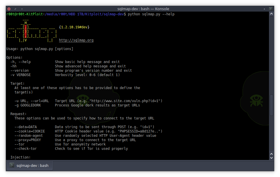 KitPloit's tweet image. SQLMap v1.2.10 - Automatic SQL Injection And Database Takeover Tool j.mp/2yRT1R1 #AdvancedSQLInjection #AutomaticSQLInjection