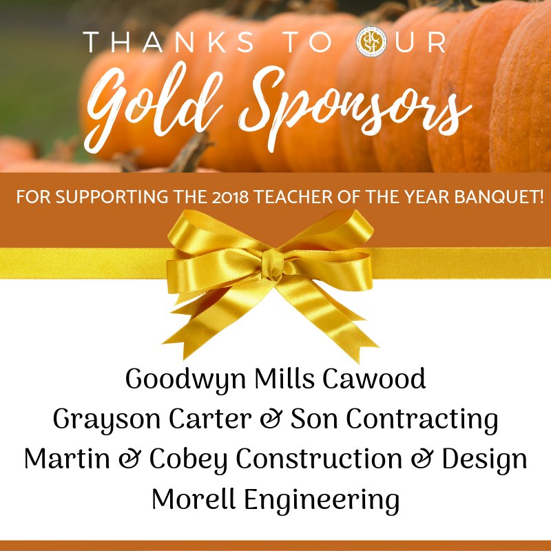 foundation_acs's tweet photo. Thanks to our Gold Sponsors of the #TOY18 Gratitude Banquet honoring teachers in ACS! We are grateful for your support! #TWMD #athensproud #gratitude @goodwynmills @martinandcobey @Halston_Carter @MorellEngineer https://t.co/9nNnmObExf