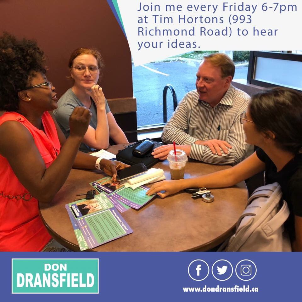 Please join me for my last coffee hour as a candidate in #Bayward. If elected, I look forward to continuing my weekly coffee chats as your City Councillor to hear your ideas and concerns. #OttPoli