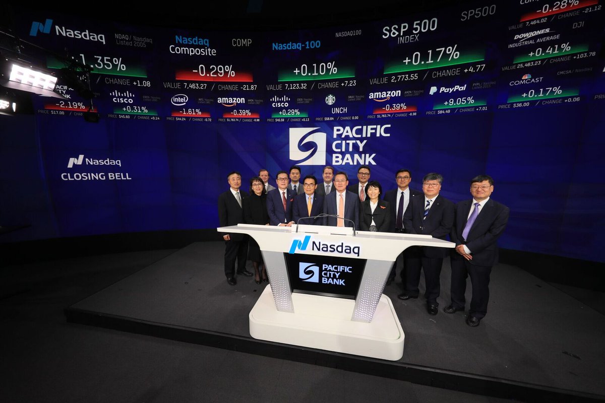 Special thanks to the Pacific City Bank team for ringing the Nasdaq Closing  Bell with us today! #rewritetomorrow