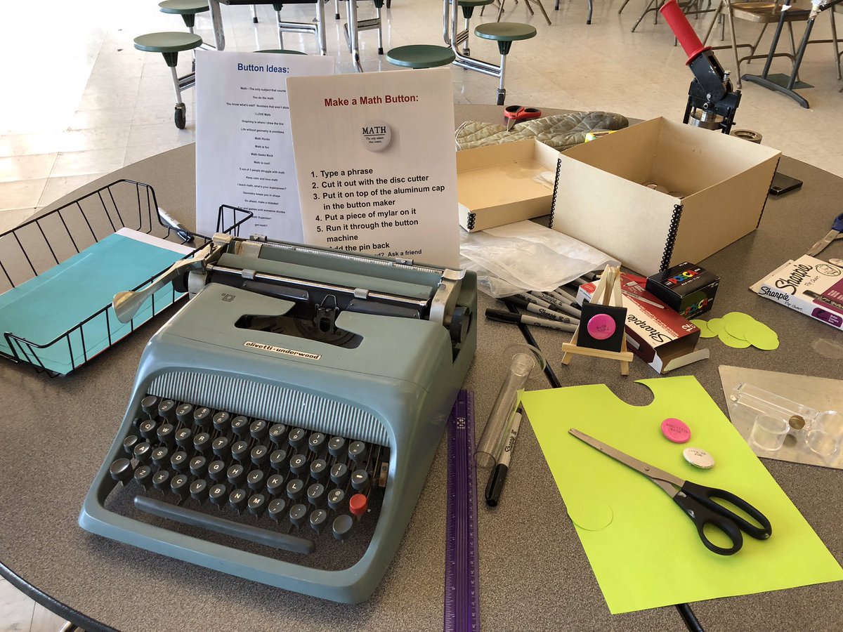 IAAArtsCoach's tweet photo. Make your own math buttons at today’s eureka training. A Fun way to get arty with math. #eurekamath @BTVSchools #iaavt https://t.co/jJweWzn1iz