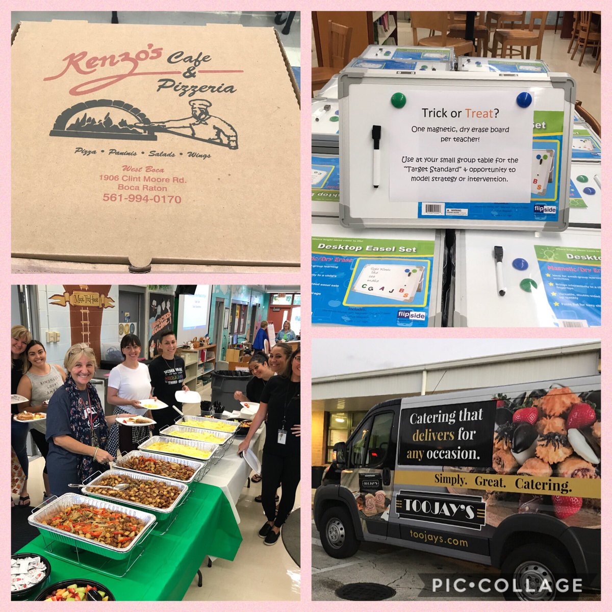 CalusaES's tweet photo. Trick or Treats??? Definitely treats today for our fabulous Flamingos! Breakfast, Lunch, and new magnetic/dry erase boards for their small group instruction! Thanks Lifetouch for Lunch! #calusaflockrocks #monitorandverify https://t.co/7fdZRfmXSO