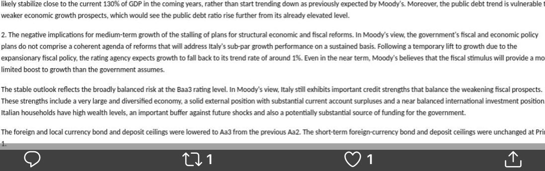 davcarretta's tweet photo. La frase più spaventosa del giudizio di Moody’s: 

Le famiglie italiane hanno alti livelli di ricchezza, un importante cuscinetto contro futuri shock e anche una fonte potenzialmente sostanziale di finanziamento per lo Stato. https://t.co/RqfFgVyIBN