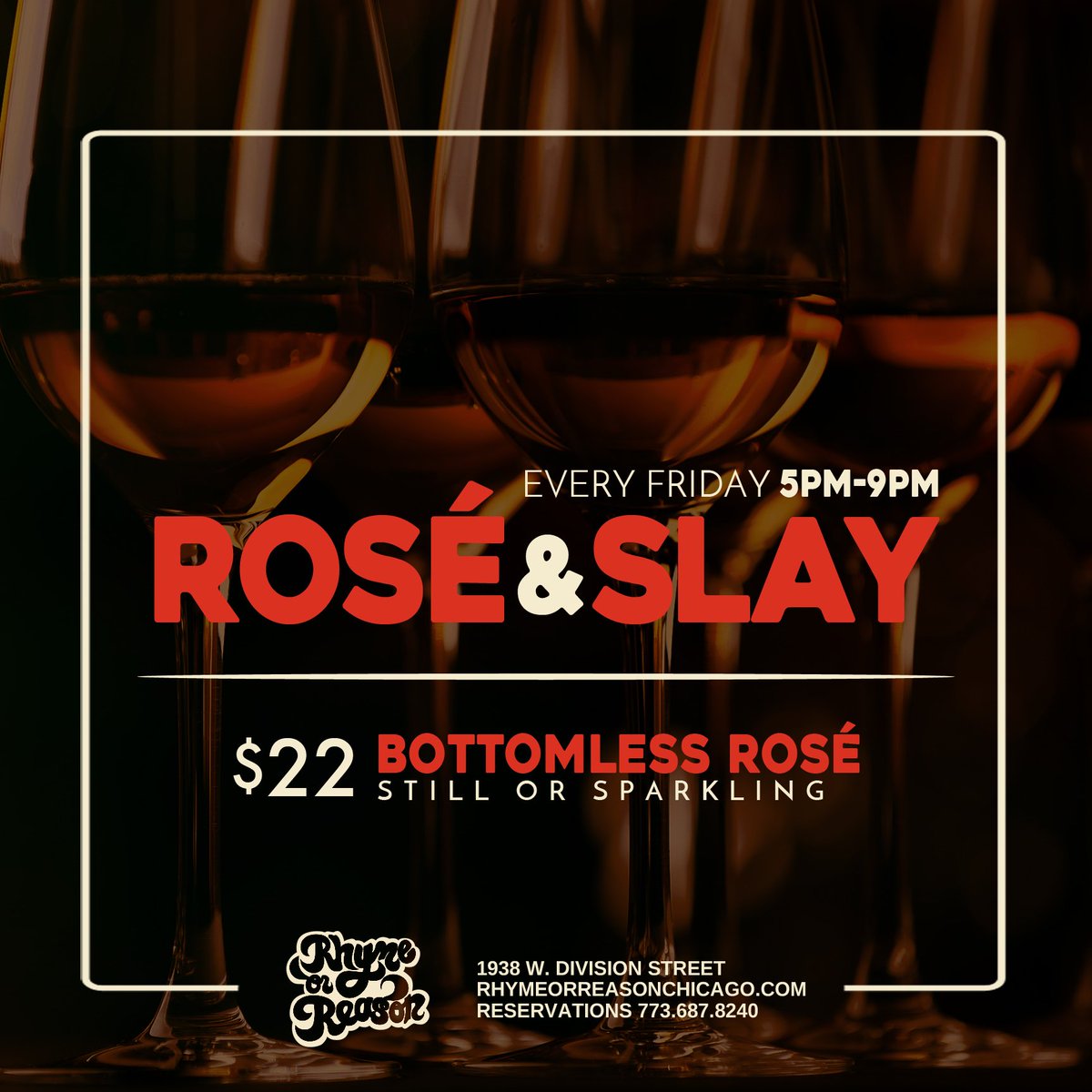 Every Friday we Slay Bottles and Bottles of Rosé from 5pm-9pm $22!! #freshretro