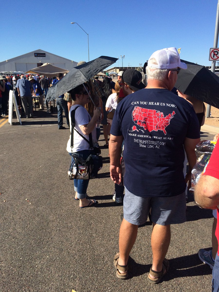 Robin and I are in line for the Trump rally!