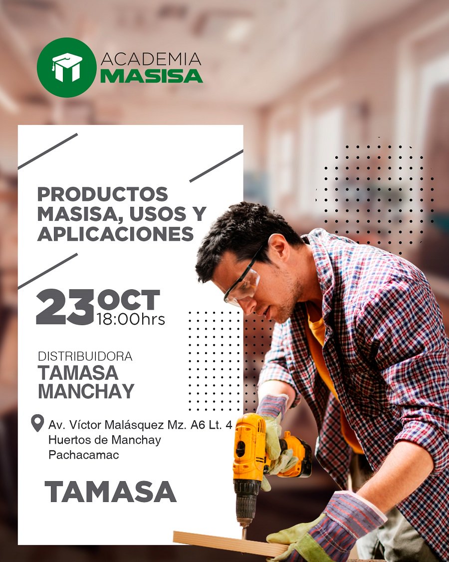 MasisaPe's tweet photo. Les informamos que este martes 23, tendremos una capacitación sobre los Usos y Aplicaciones de los Productos Masisa, en Distribuidora Tamasa de Manchay.
¡Están invitados! #MasisaContigo https://t.co/hZwZnfVv6O