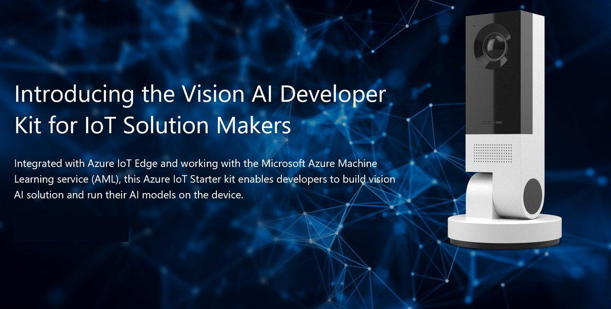 What's happening in the world of IoT? At this year's Solutions World Congress we announced the public preview of a Vision AI dev kit for IoT solution makers to easily deploy AI models built using Azure Machine Learning and Azure IoT Edge. Learn more: msft.social/xNNNhr