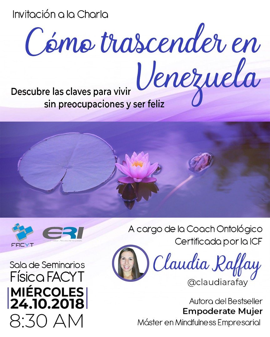 Te invitamos asiste a la charla 'como trascender en Venezuela con @claudiarafay