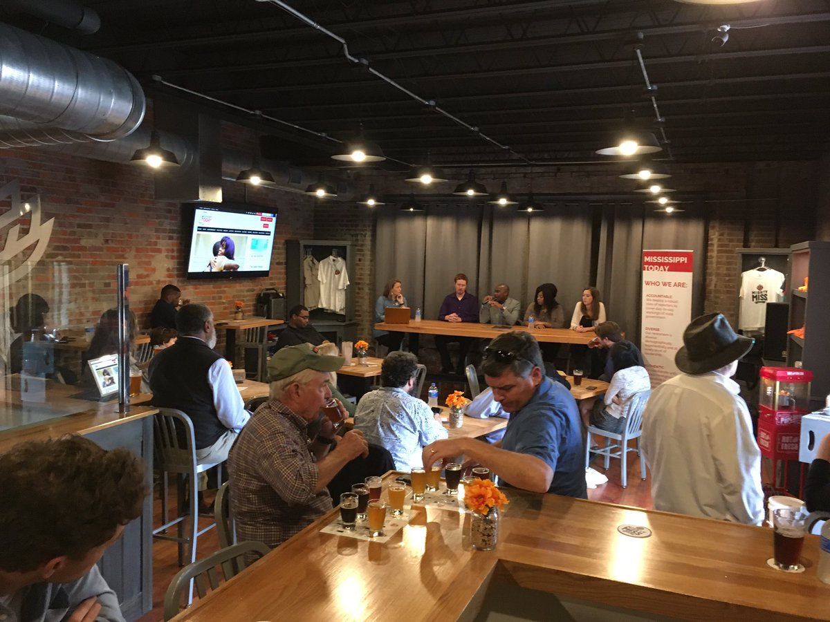 mightymissbeer's tweet photo. We’re making news at Mighty Miss! Newsroom from the Taproom hosted by @MSTODAYnews on tap now. $3 Pints until 7p tonight! #craftbeer #drinklocal https://t.co/ui4WM60v02