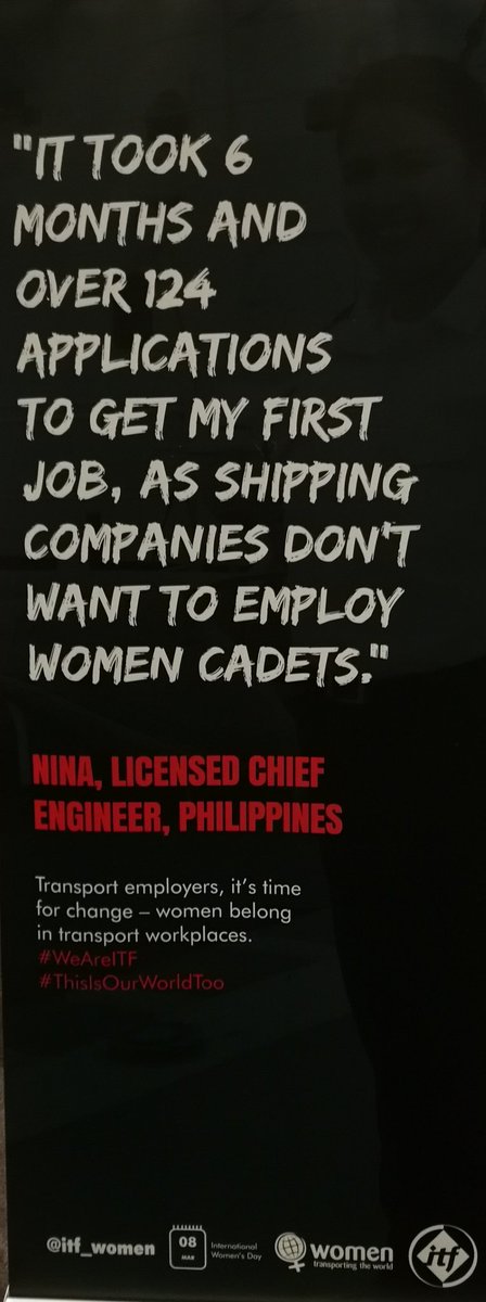 ACV_Maritime's tweet photo. #TransportWorkers employers: women do belong in transport working places!
#WeAreITF #ThisIsOurWorldToo #TransportWorkersBuildingPower #ITFseafarers
@ITFCongress2018 @ITFglobalunion @ITFDockers @acvtranscom https://t.co/TQitrrfCn0