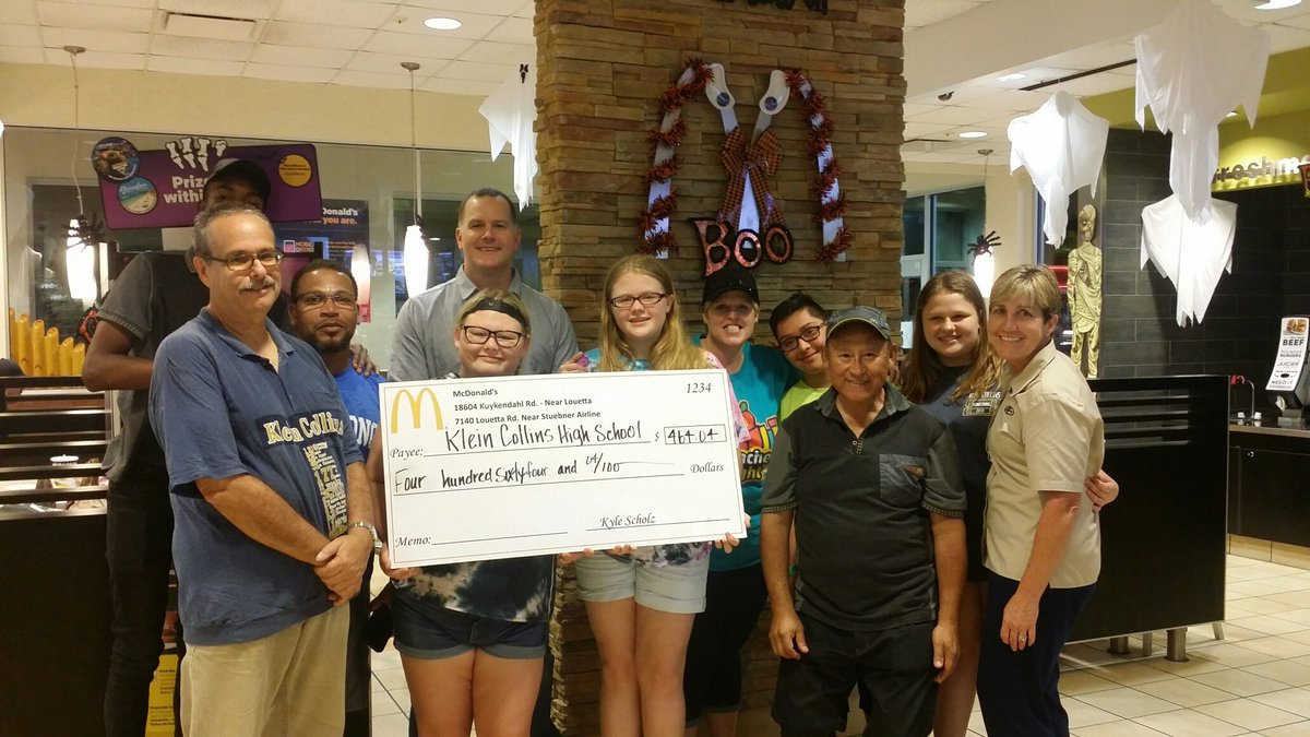 TamaraWiltzKISD's tweet photo. A Special thank you to All KCHS staff/students, parents, the #KleinISD community, Mr. Kyle Scholz owner of McDonald's &amp; his team for making this possible for our students.
#ittakesavillage #Grateful 
@StephenieGolde2 @Ms_ColeKC @KleinCollins   
@TamaraWiltzKISD @Isabell18308928 https://t.co/E3YI9YJ62d