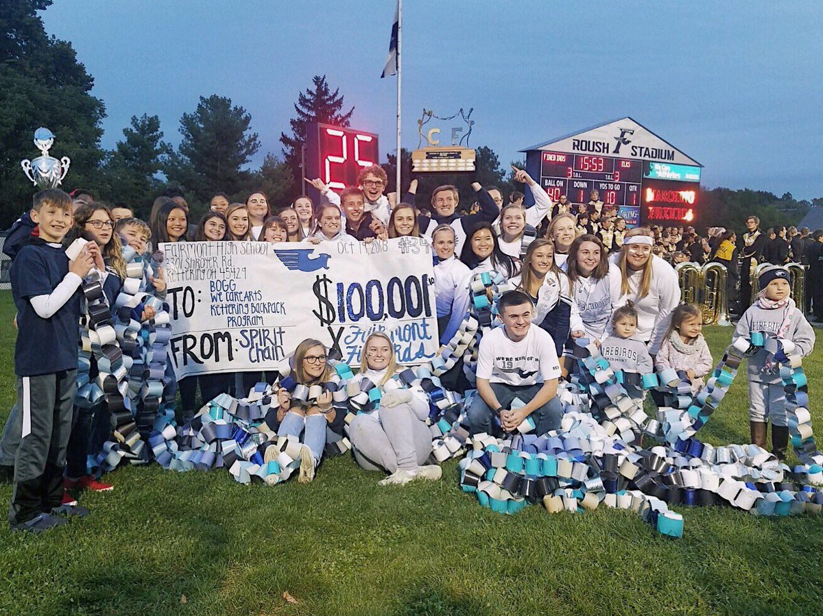 THANK YOU to everyone who donated to Spirit Chain!!! These amazing students helped raise $100.001 for <a href="/KBackpack/">Kettering Backpack Program</a> <a href="/BoggMinistries/">Bogg Ministries</a> &amp; <a href="/wecarearts/">We Care Arts</a> 🎉 Very thankful for the endless support from this community!! ❤️ #WeAreFirebirds #SpiritChain #FeedingStudentSuccess