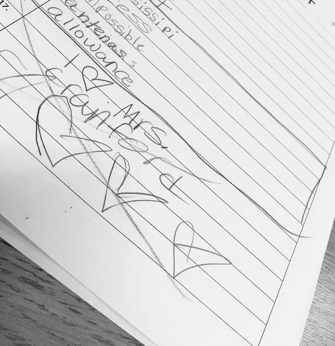SaraKathryn9's tweet photo. when you’re grading a spelling practice test and find this little note, you know you must be doing something right ❤️ #hotmess #butblessed #weareaphe https://t.co/ZCGQXpC7c1