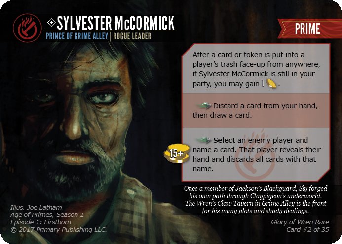 Sylvester McCormick, Prime from the House of Wren. 

Age of Primes is on #Kickstarter. 

discord.gg/pPe7pFc

kickstarter.com/projects/ageof… 
#boardgames #cardgame #bgg