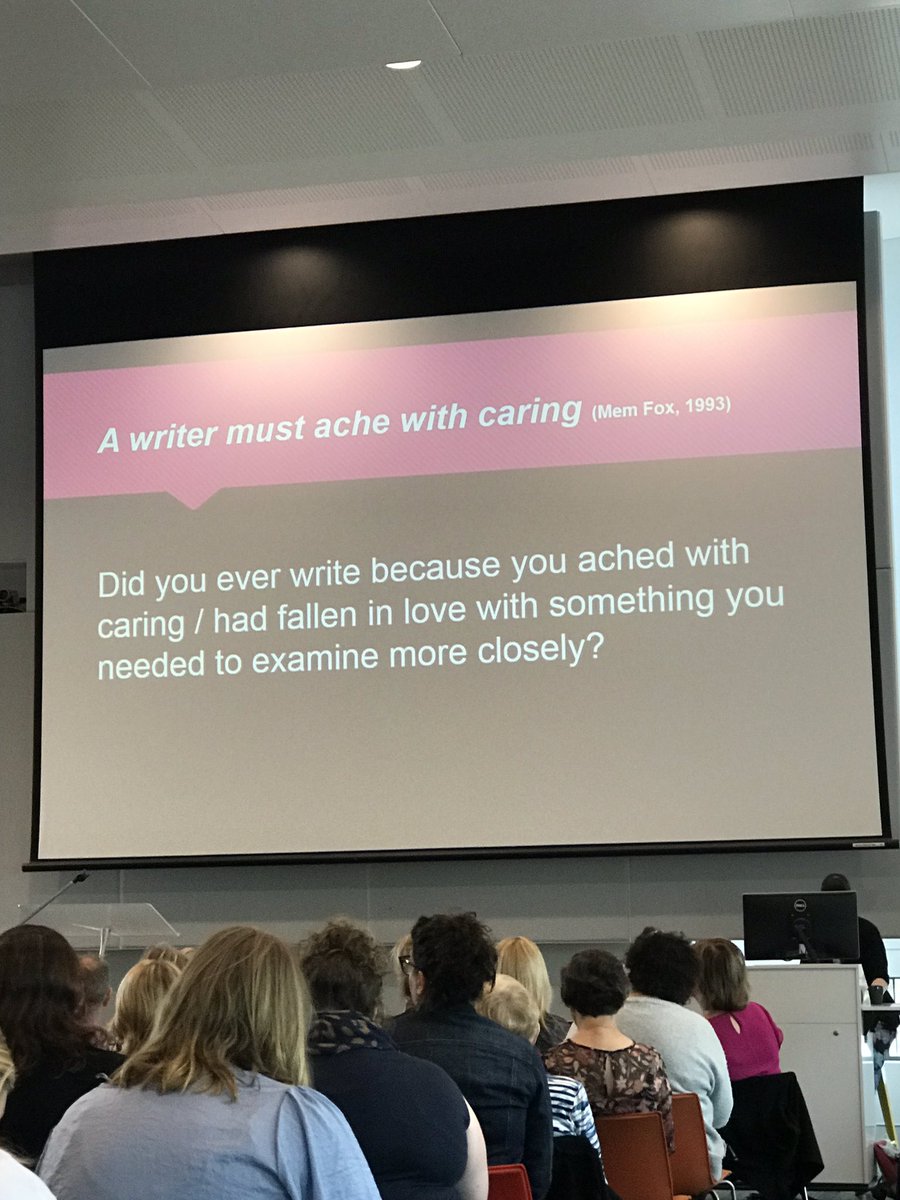 Listening to Professor Robyn Ewing AM at UC on the transformational potential of arts-based education and the benefits of writing as an art form.
‘A writer must ache with caring’ (Mem Fox) <a href="/PETAAConnect/">PETAA</a>