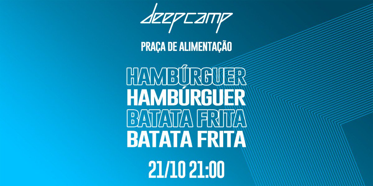 SomosDeepofc's tweet photo. Pra você que é fã de hamburguer e batata frita, no domingo vamos ter uma praça de alimentação pra você comer o quanto quiser. E também pra ir sentindo o gostinho das comidas que vai rolar no deepcamp.

#deepmovement 
#deepcamp 
#eusoudeep 
#vemcomarede https://t.co/MQKsUqV2Wo