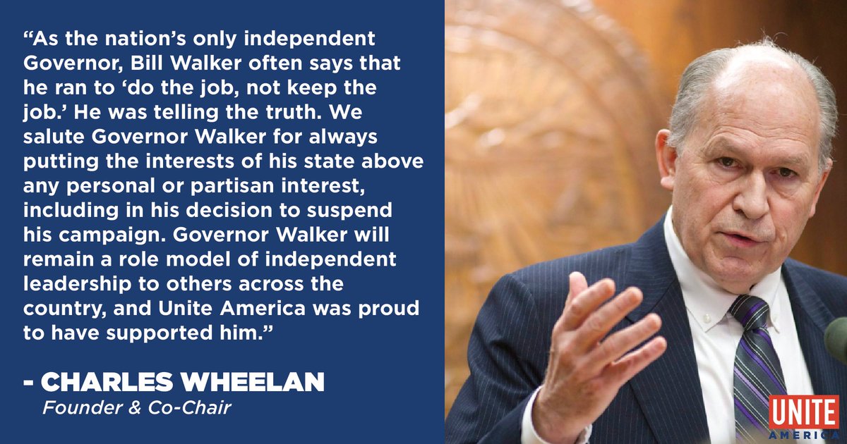 Unite America on Twitter "Our statement on the news that independent Governor Bill Walker has