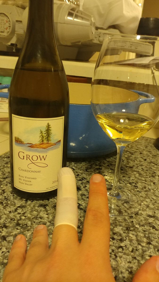 porchwine's tweet photo. Sterilization of a kitchen knife wound via #wine consumption. That's how you're supposed to do it, right? https://t.co/kgTNlbRKKy