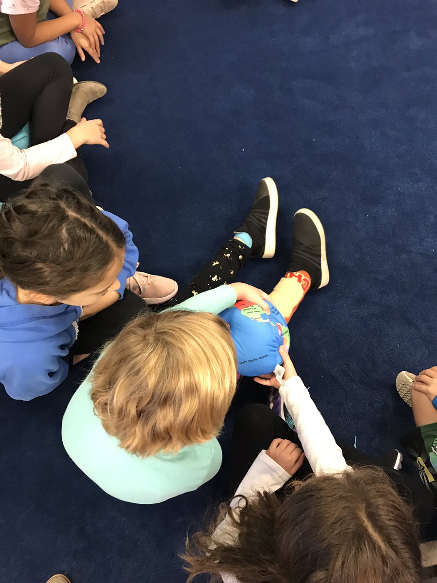 Our “morning meeting greeting”...saying good morning and reviewing our continents/oceans <a href="/BedwellSchool/">Bedwell Elementary School</a>