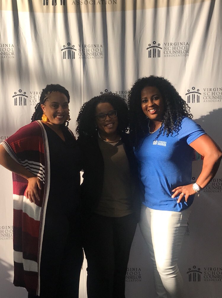 CounselingHSHS's tweet photo. A strong trio of a presenter, a committee member, and a chairperson. School Counselors get the job done. @CounselingHSHS had a wonderful time at #VSCA18 We’re ready to bring our knowledge back to #SpringerNation https://t.co/oo1DGuzvpt