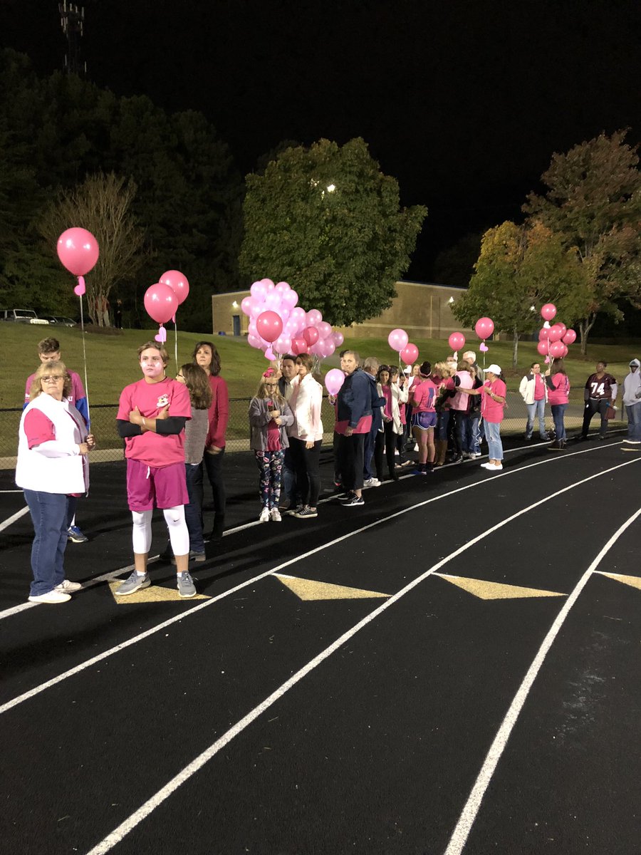 Pink Out Warriors get ready for half time recognition ceremony