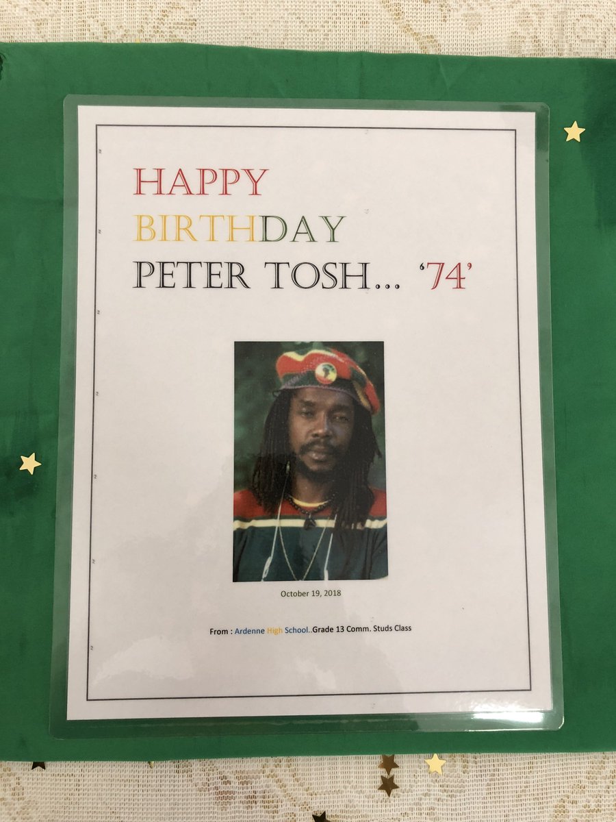 PeterTosh's tweet photo. Team Tosh visited Ardenne High School in Kingston, Jamaica today and they surprised us with an Earthstrong celebration for Peter! Thanks for the love, bredren & sistren. 🙌🏿 #PeterTosh #PTMF18 #Jamaica #TeamTosh https://t.co/aEGWwTrNye