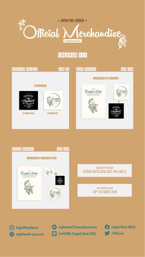 We’re officially OPEN PO for Official Merchandise English Week XXIII. It will be ready on November 3rd, 2018