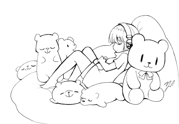 Some comfy teddies. ʕ•ᴥ•ʔ
 #Inktober #Inktober2018 