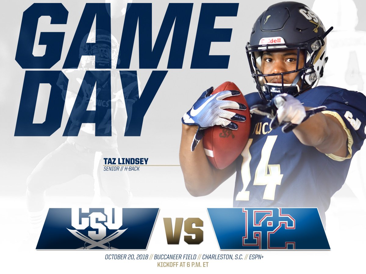 CSUGameDay's tweet photo. 🗓: October 20
🌎: Charleston, S.C.
📍: Buccaneer Field
⌚️: 6 p.m.
📈: https://t.co/wQKhss3Llh
📺: https://t.co/79712C18J5

@Taz_Lindsey4 and @CSUFB start #BigSouthFB tonight against Presbyterian on ESPN+ #JoinTheSiege https://t.co/9EpBgKoRVQ