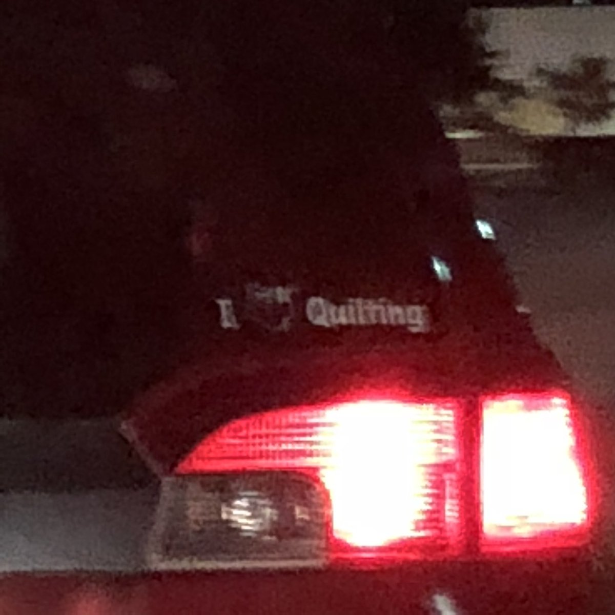 Leaving the parking lot after the Tim Hawkins show in buffalo and this is the car in front of us... 😭😂😂 #ilovequilting @timhawkinscomic @poddybreak