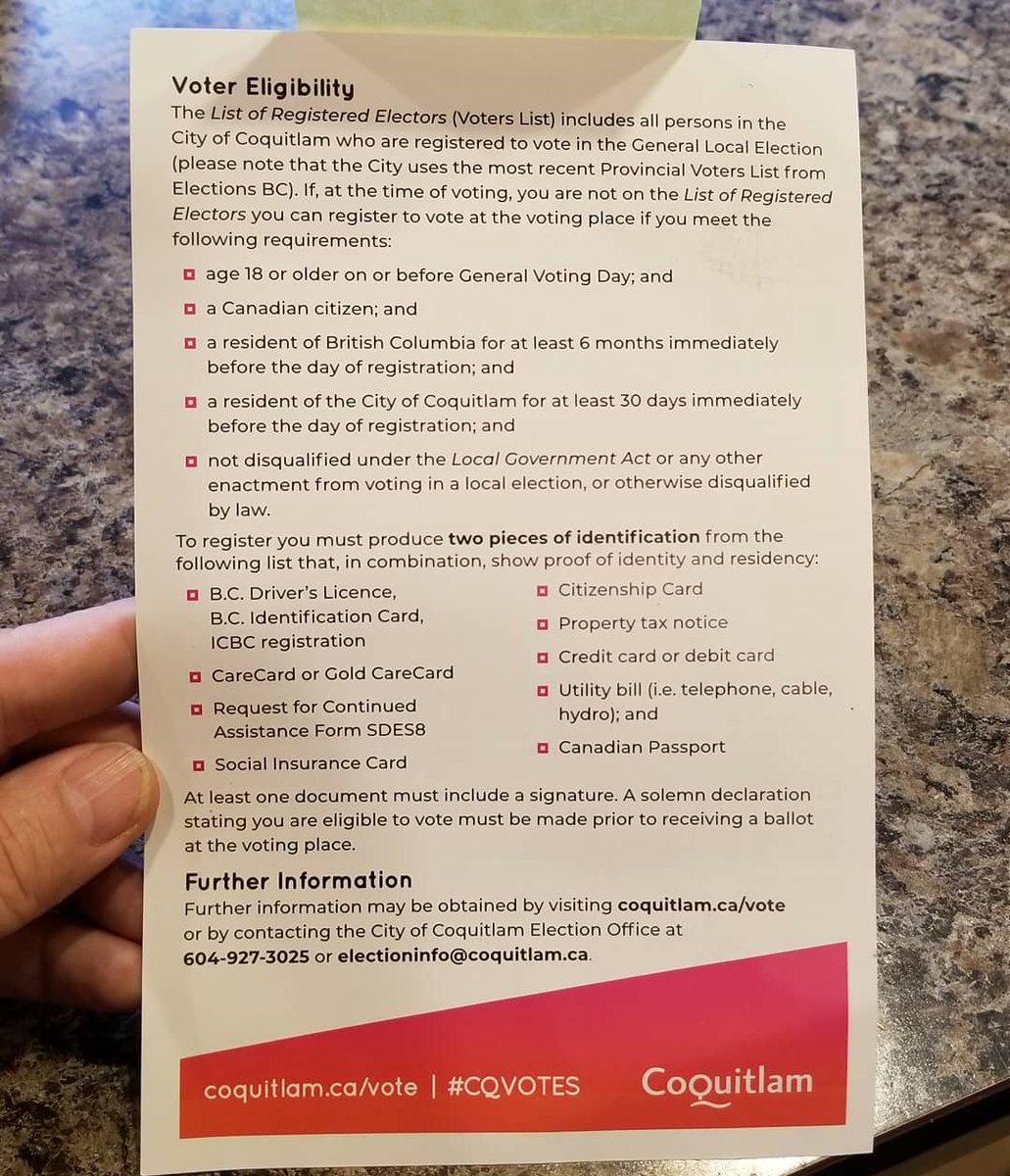 MikeBTowner's tweet photo. Please get out to Vote! All you need is two pieces of ID Saturday October 20th 8 am to 8 pm Vote Re-Elect @Towner_Teri to Coquitlam City Council for Coquitlam City Council
#teritowner #coquitlam #cqvotes #CQVOTES2018 #tricities @ Coquitlam, British Columbia https://t.co/fyPzD6Ulvy