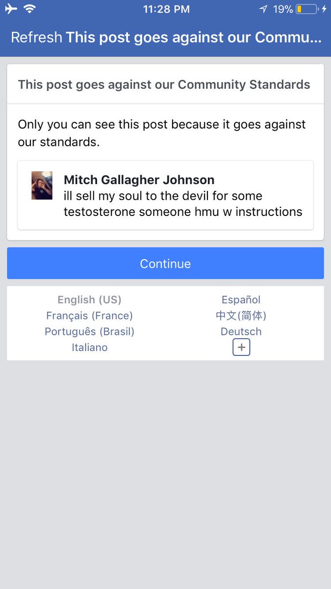 Acidheadmitchh's tweet photo. Even if I was fr,, aint this against my religious freedoms or somethin????? @facebook https://t.co/dKuZQL5cA3