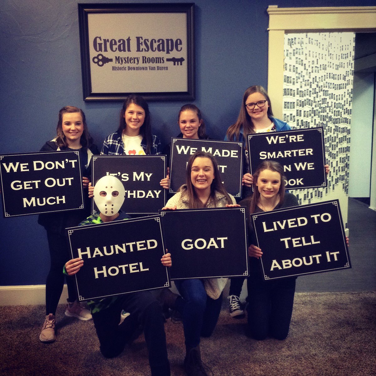 GreatEscapeVB's tweet image. The Scaredy Cats escaped Haunted Hotel with the help of some hints!! 👻👻 Great job! #greatescapemysteryrooms #escaperoomvb #greatescape #escapevb #thingstodoinvb #escaperooms #escaperoom #puzzles #vanburenar #vanburen #weloveescaperooms #escape #fun #teamwork #entertainment
