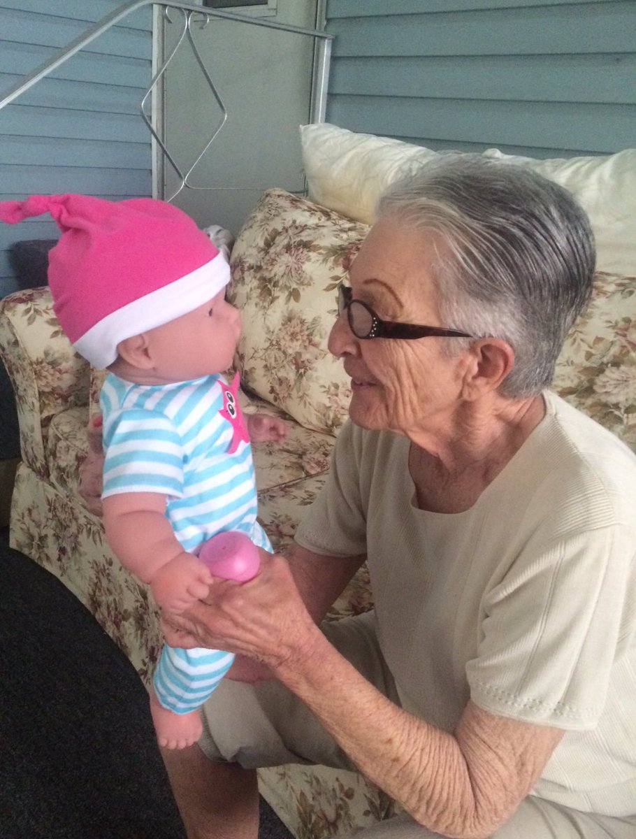 kaitbor's tweet photo. Throughout the past couple years, my grandma has progressed rapidly with her Alzheimer’s disease. We gave her this baby doll that she thinks is her own. This is the progression over this past couple years  ❤️❤️ https://t.co/RIRsL0bhan