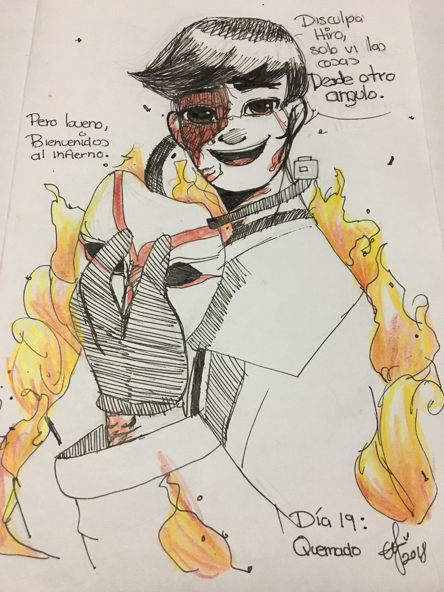 elgrangus09's tweet image. #Inktober2018 Día 19: Quemado Tadashi, el personaje más ”ardiente” de Disney