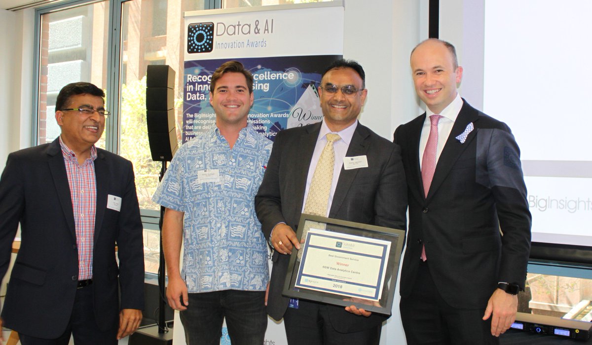 BigInsights's tweet photo. #DataAwards2018

#BigInsights Congratulates the Winners!

Category : Government Service

Winner : #NSW Data Analytics Centre (DAC)
DAC alongwith NSW Procurement have implemented ML &amp; AI solution to significantly improve the categorisation of NSW Govt. annual spend. https://t.co/rQU0GNxAcu