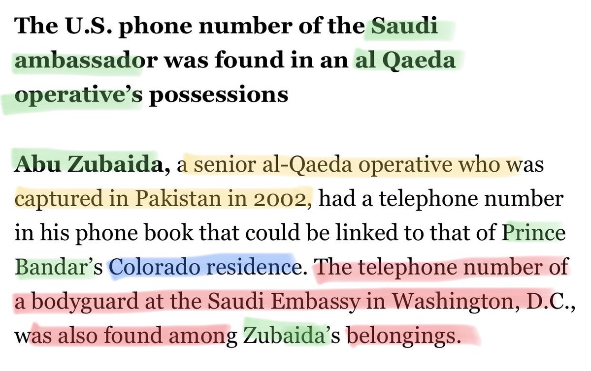 President Bush was so close to the Saudi ambassador that he was nicknamed Bandar Bush why did an al Qaeda operative have his personal numbers