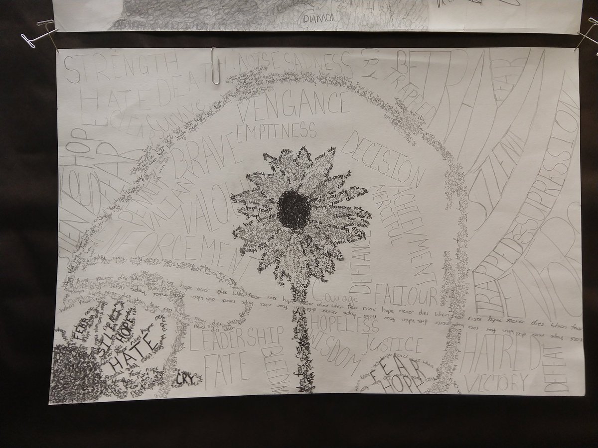 determan_k's tweet image. A new year and new challenges and the Middle rocks! What the tweens can do. 7th Altered Books, 8th Microcalligraphy.  #K12ArtChat #wsd2018 #make2learn