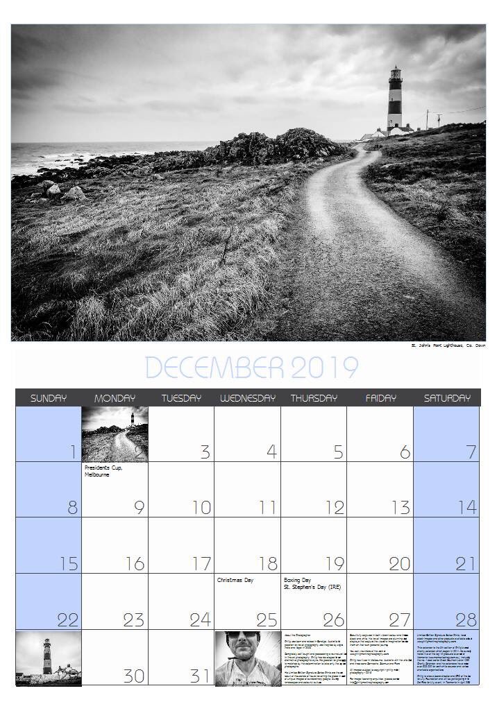 photographyPJM's tweet photo. My 2019 fundraising photographic calendar is now on sale. All proceeds will go to the @Live_4_Lily. $40 each and can purchased from https://t.co/HORlPvsll4 or
https://t.co/lIOBmBUzMC #fundraiser #Ireland #photography #blackandwhitephotography https://t.co/iXrEF9Jn7n