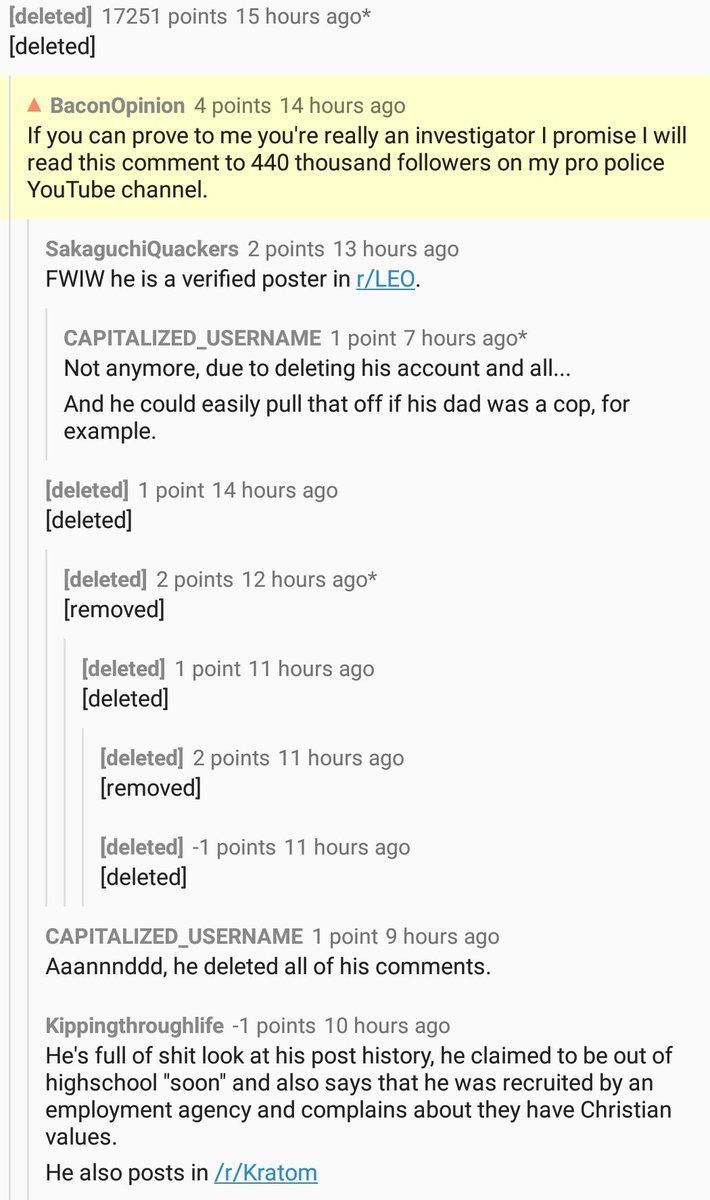 DonutOperator's tweet image. Just to kind of show you guys how bad people lie about police officers on the internet, the first comment was made and I followed up with "prove it". 

Their original comment got 17,000 upvotes before they deleted it.  

Welcome to the reddit echochamber.