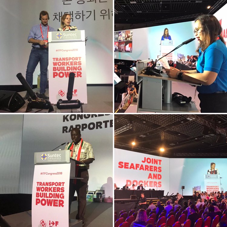 Women transport workers, young transport workers, and workers in urban transport, seafarers and dockers - ready to build workers’ power as #ITFCongress2018 ends.